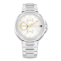 Tommy Hilfiger Lori 38 mm dameur i sølvfarvet stål med sølvhvid urskive og multifunktion 1782753