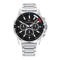 Tommy Hilfiger Mason Le 45 mm herreur 1791936 med sort urskive og stållænke