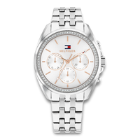 Tommy Hilfiger Mellie 36 mm dameur 1782802 med sølvfarvet stållænke og stenbesat krans