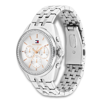 Tommy Hilfiger Mellie 36 mm dameur 1782802 med sølvfarvet lænke set fra vinkel