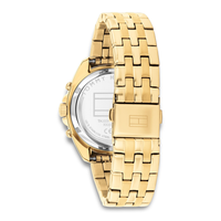 Bagside af Tommy Hilfiger Mellie 36 mm dameur 1782803 med guldfarvet stållænke