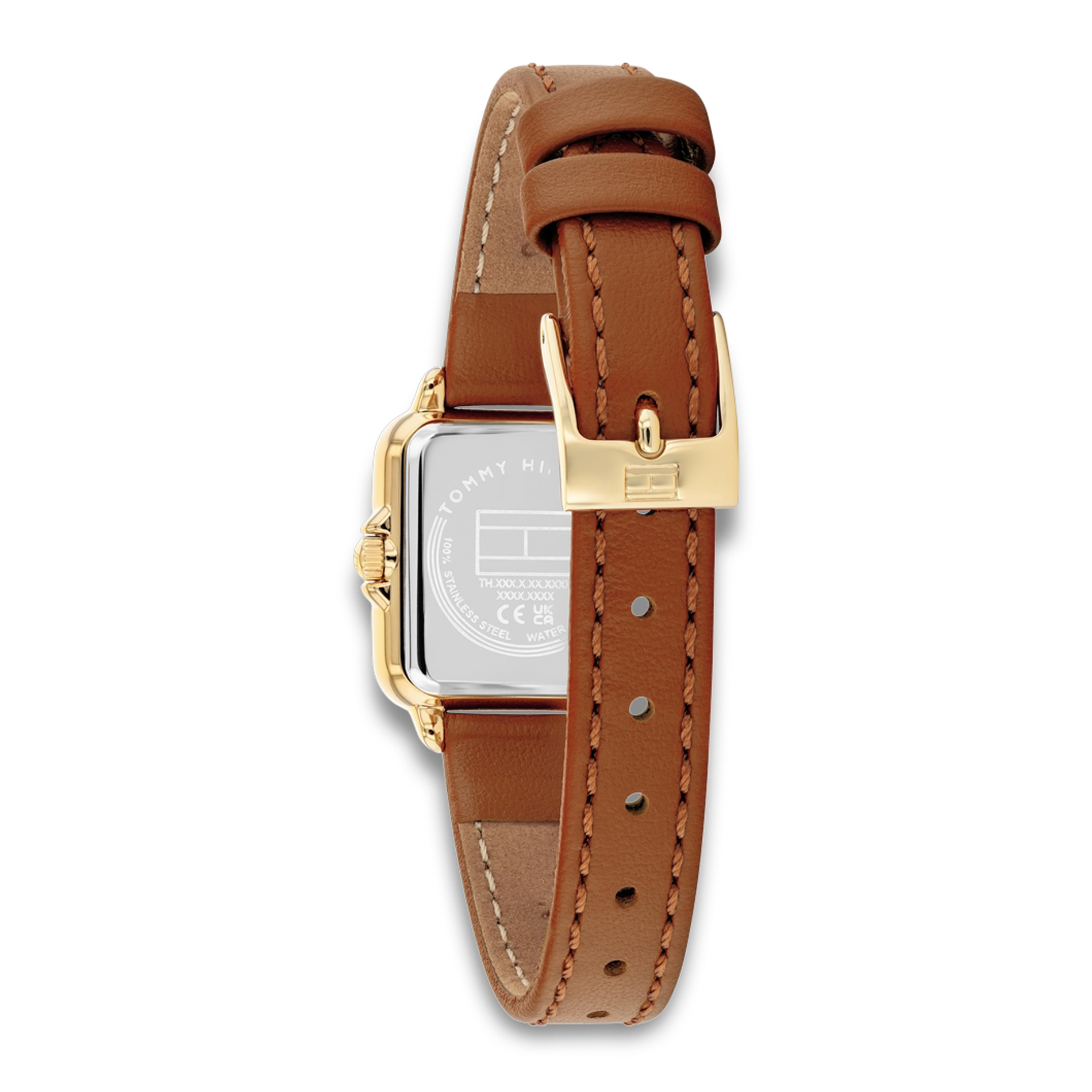Bagside af Tommy Hilfiger Mia 22 mm dameur 1782859 med brun læderrem