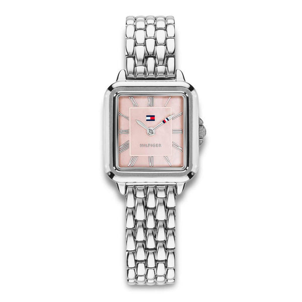 Tommy Hilfiger Mia 22 mm damesur 1782914 med lyseroed urskive og soelvfarvet staallaenke