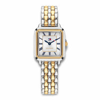 Tommy Hilfiger Mia 22 mm dameur 1782915 set forfra med sølv og guldfarvet stållænke