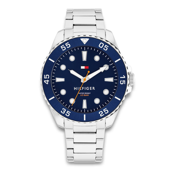 Tommy Hilfiger Oceanic 42 mm herreur med blå urskive og stållænke 1792202