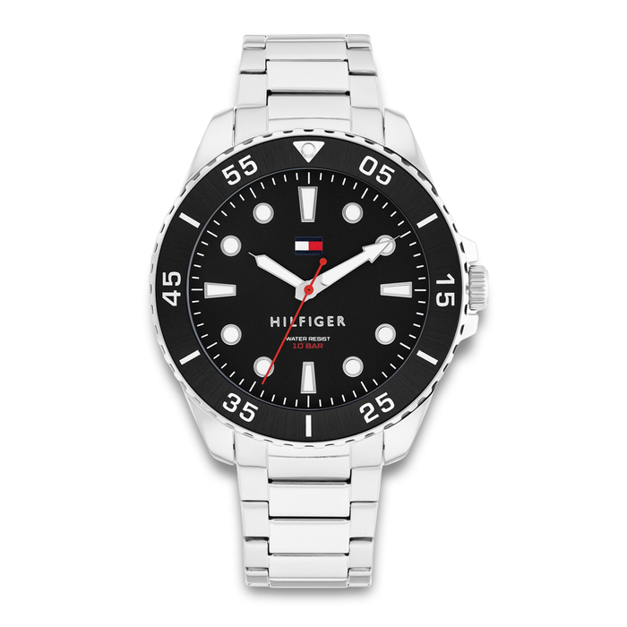 Tommy Hilfiger Oceanic 42 mm herreur med sort urskive og stållænke 1792203