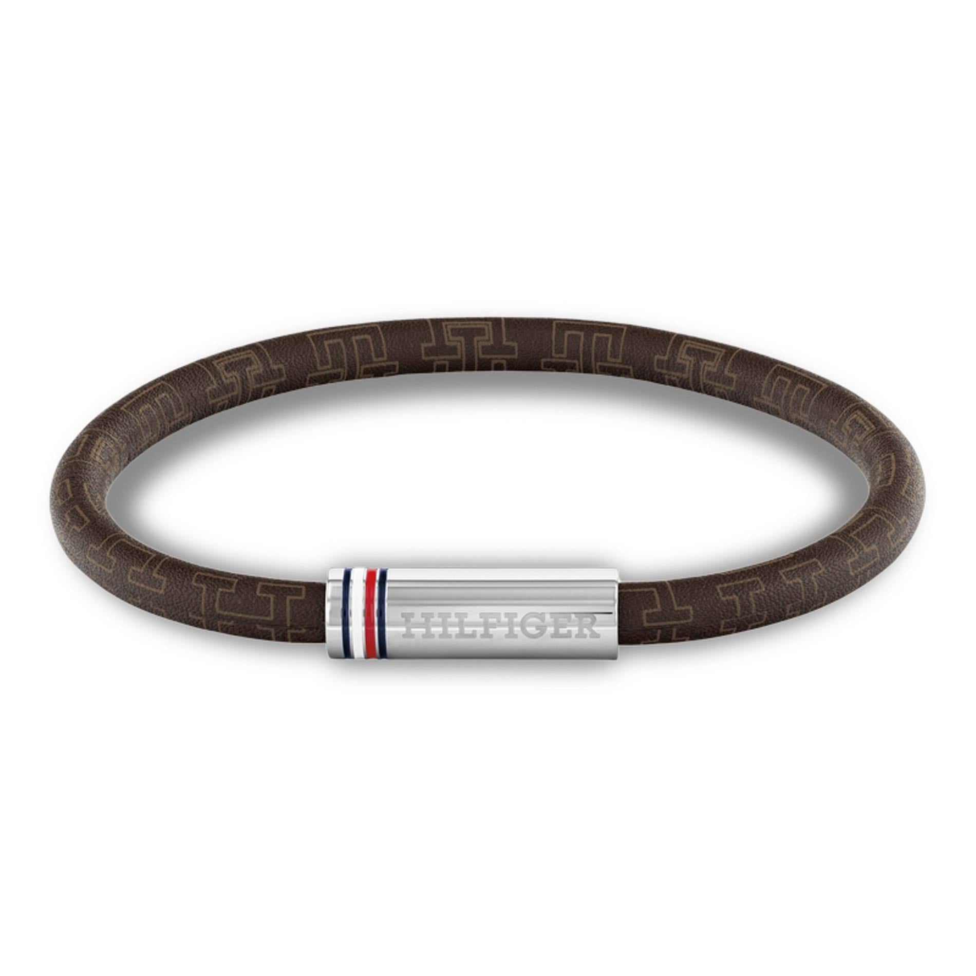 Tommy Hilfiger Printed Cord armbånd 2790703 i brunt læder med sølvfarvet lås