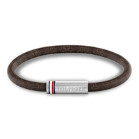 Tommy Hilfiger Printed Cord armbånd 2790703 i brunt læder med sølvfarvet lås