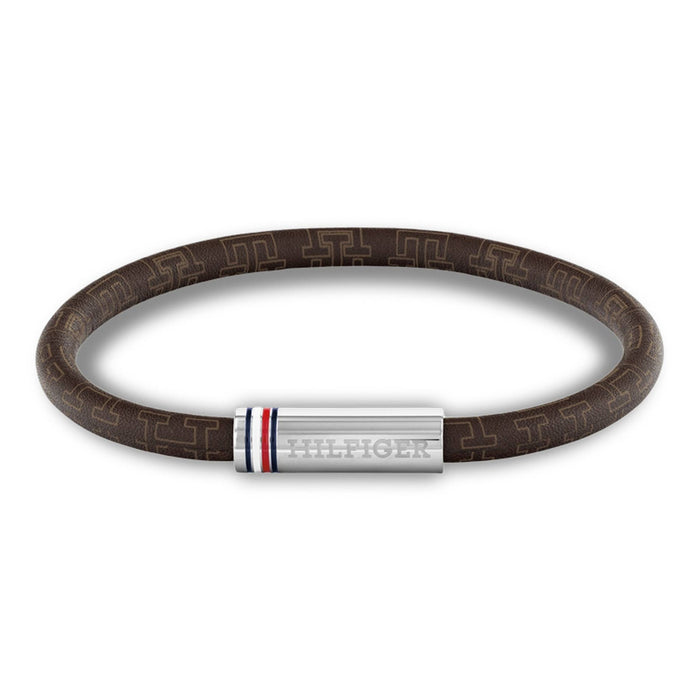 Tommy Hilfiger Printed Cord armbånd 2790703 i brunt læder med sølvfarvet lås