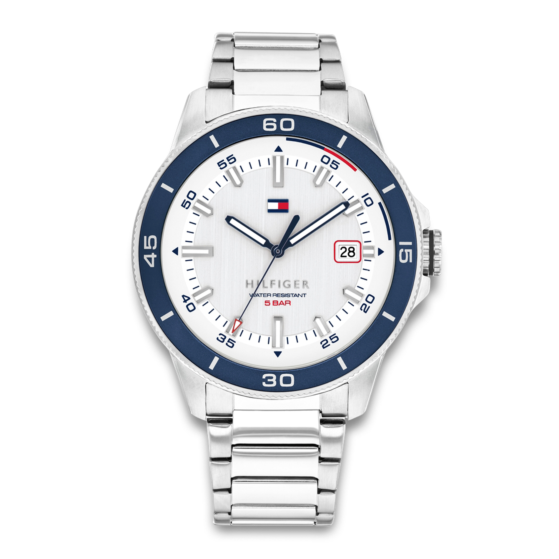 Tommy Hilfiger Remy herreur 43 mm med hvid urskive og blå lynette 1792227