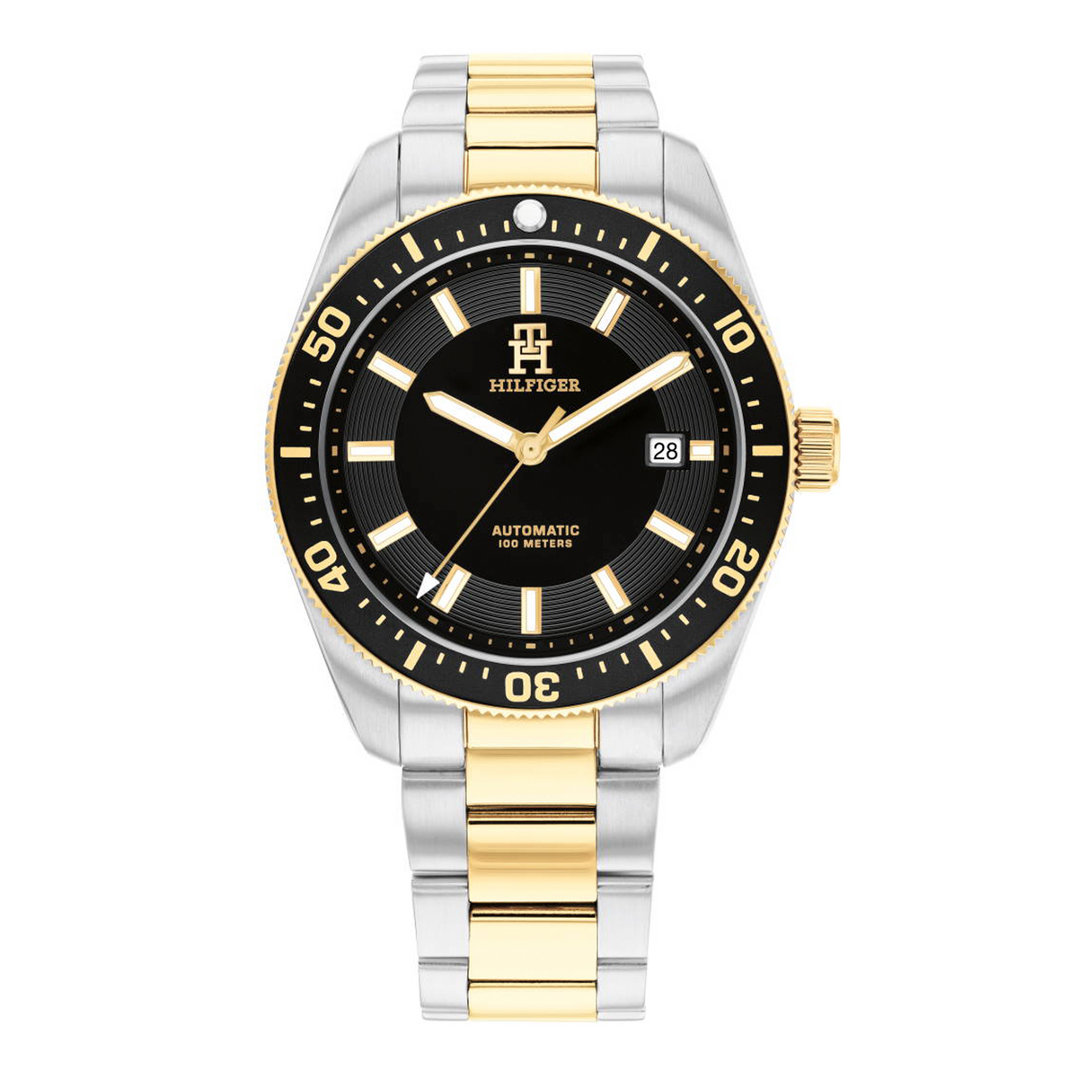 Tommy Hilfiger TH85 40 mm automatisk herreur i stål og guldfarve med sort urskive