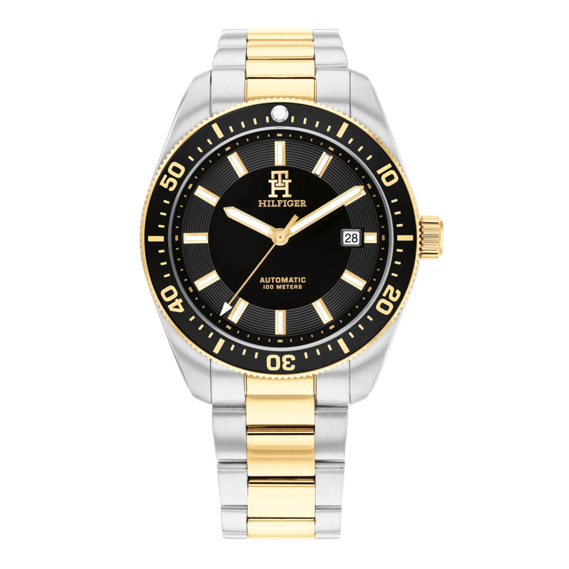 Tommy Hilfiger TH85 40 mm automatisk herreur i stål og guldfarve med sort urskive