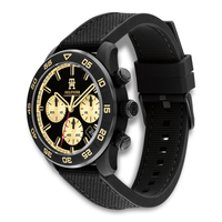 Tommy Hilfiger TH85 Carbon herreur med sort urskive og sort carbonurkasse set fra siden 1792182