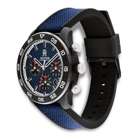 Tommy Hilfiger TH85 Carbon herreur med blå urskive og sort urkasse set fra siden 1792183