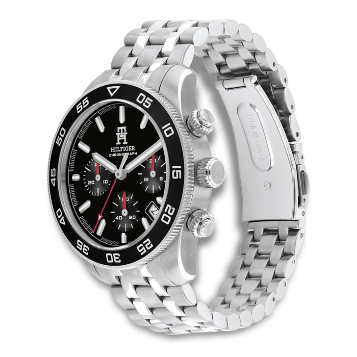 Tommy Hilfiger TH85 Chrono 41 mm herreur med sort skive set fra siden 1792156