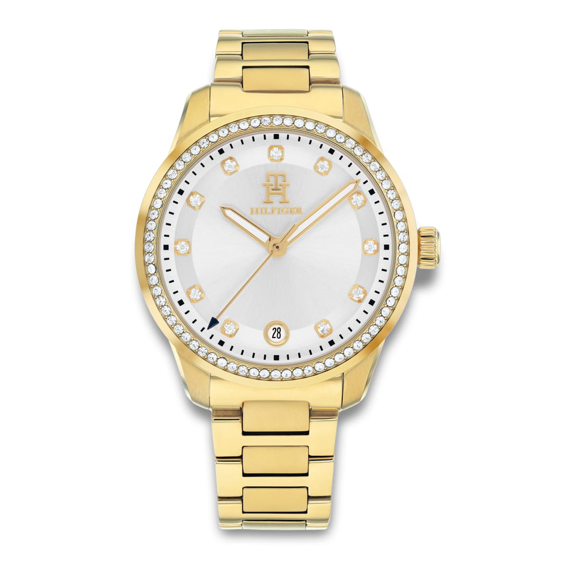 Tommy Hilfiger TH85 Crystals 36 mm dameur med lys urskive og krystalbesat lynette 1782758