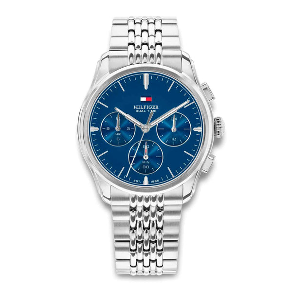 Tommy Hilfiger The Empire 1710811 herreur med blå urskive og sølvfarvet stållænke