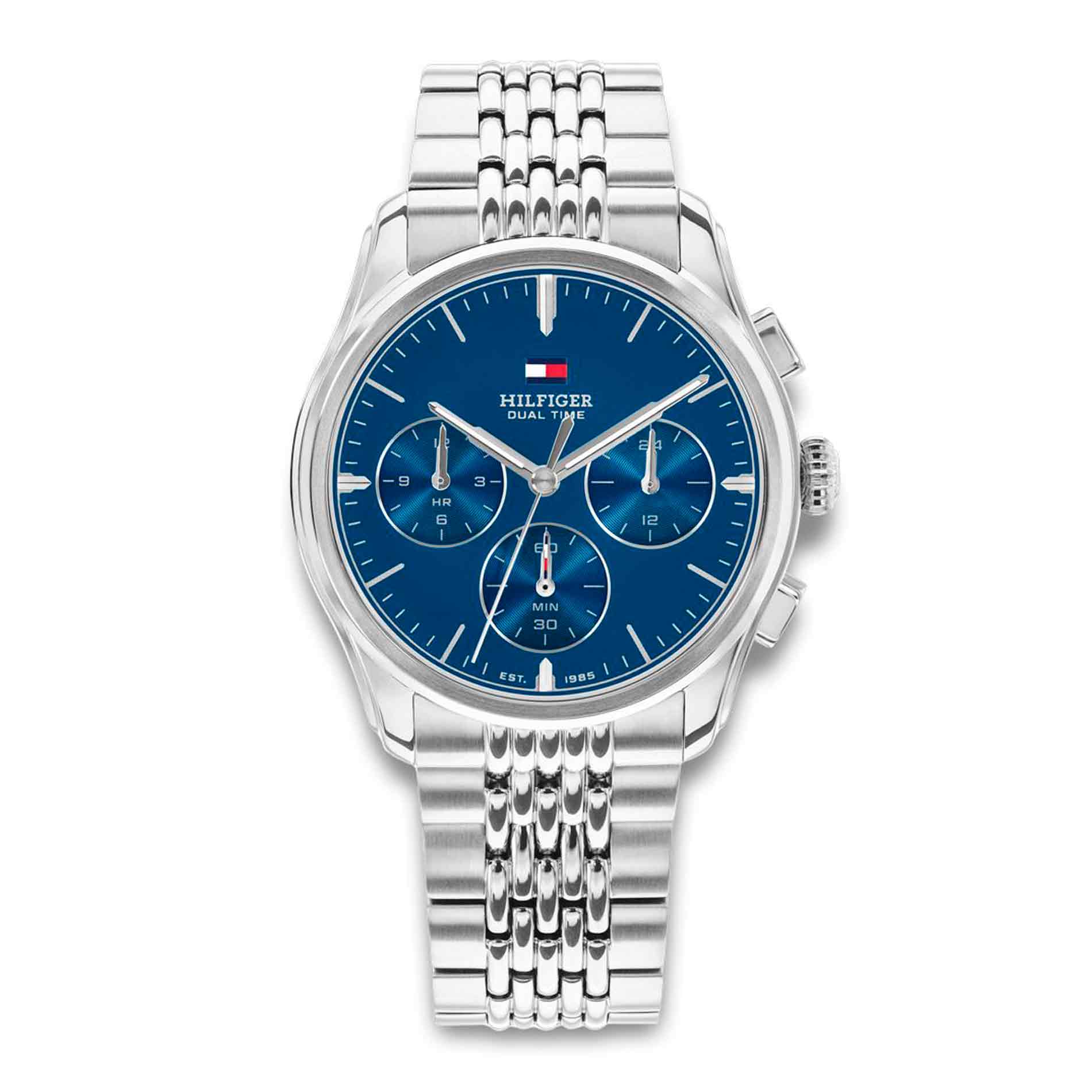 Tommy Hilfiger The Empire 1710811 herreur med blå urskive og sølvfarvet stållænke