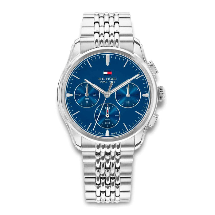 Tommy Hilfiger The Empire 1710811 herreur med blå urskive og sølvfarvet stållænke