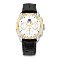 Tommy Hilfiger The Empire 38 mm herreur med hvid urskive og sort læderrem