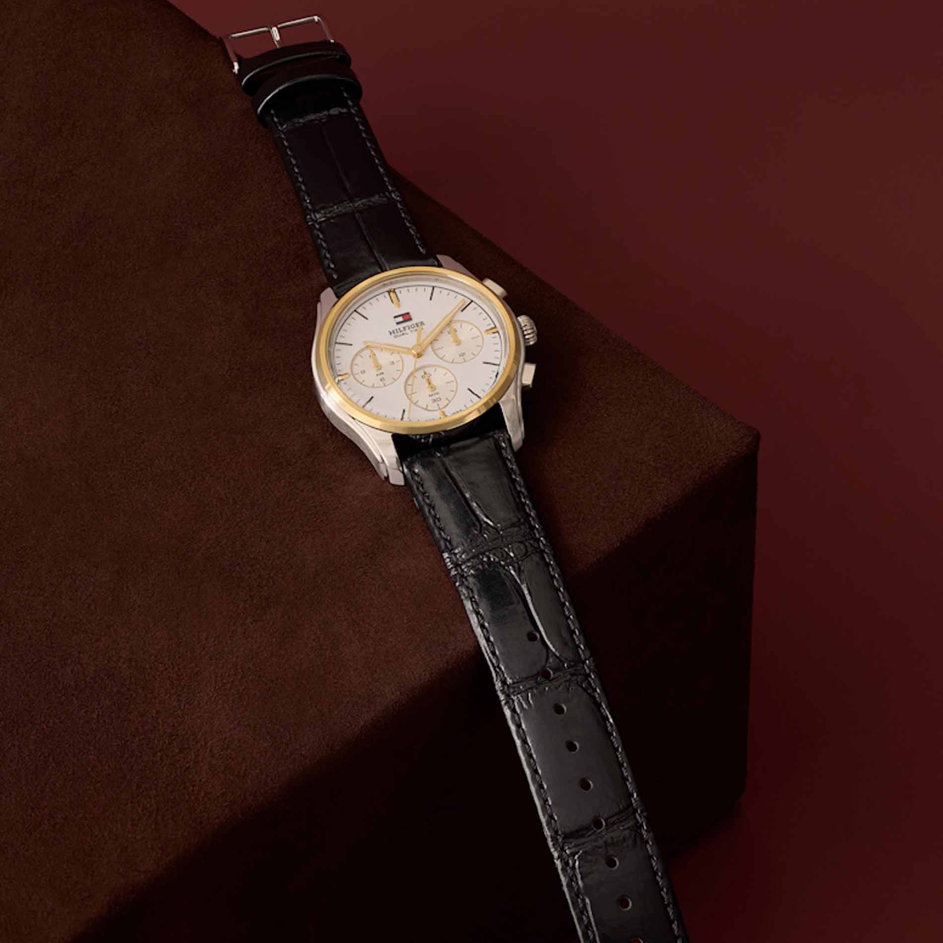 Tommy Hilfiger The Empire 38 mm herreur med sort læderrem