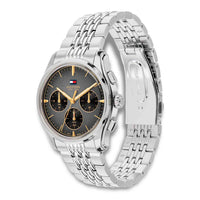 Tommy Hilfiger The Empire 1710812 herreur set fra siden med soelvfarvet urkasse og staallaenke