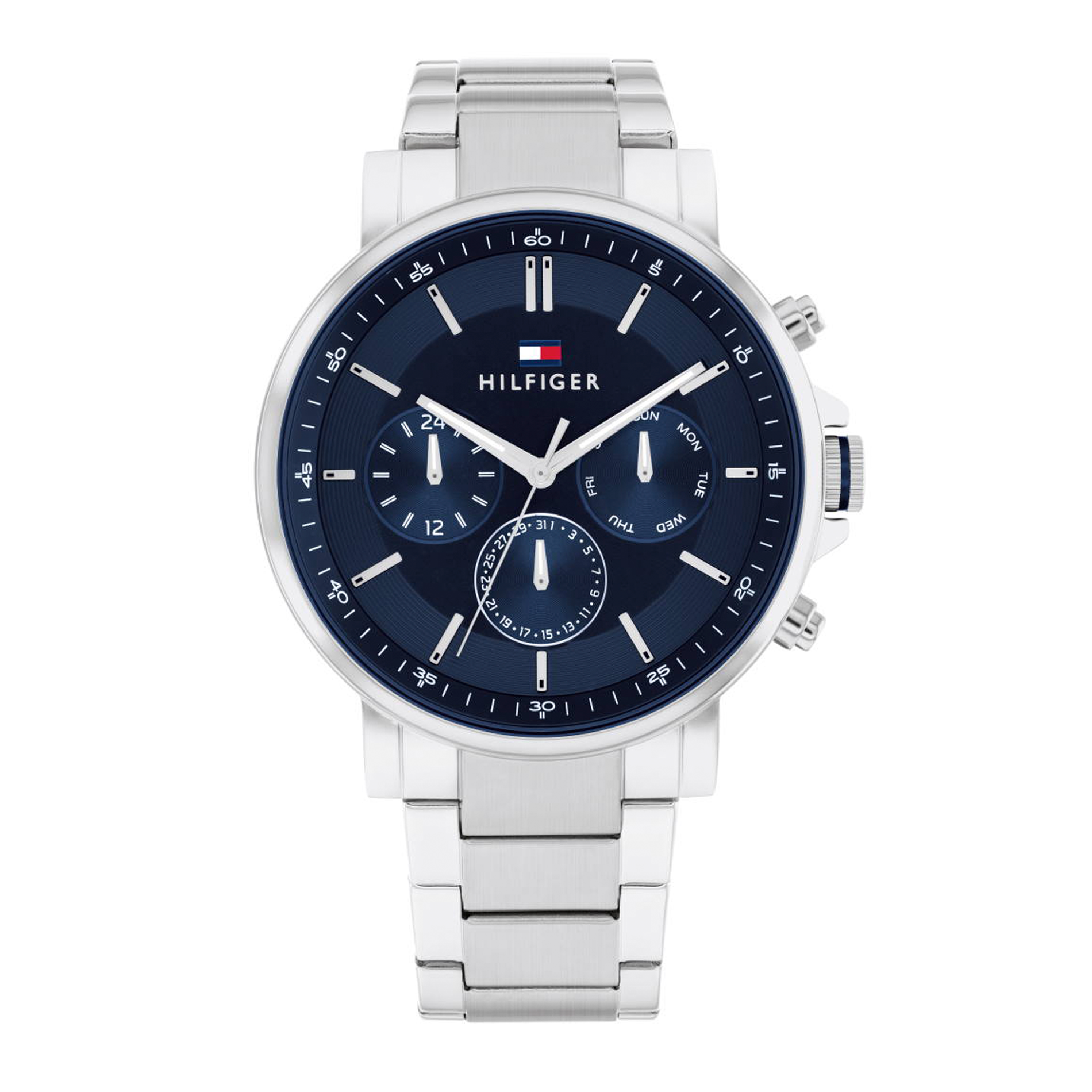 Tommy Hilfiger Tyson 44 mm herreur med blå urskive og stållænke