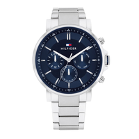 Tommy Hilfiger Tyson 44 mm herreur med blå urskive og stållænke