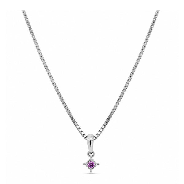 Wilma pink safir vedhæng i 18 karat hvidguld med pink safir og 0,01 carat diamanter