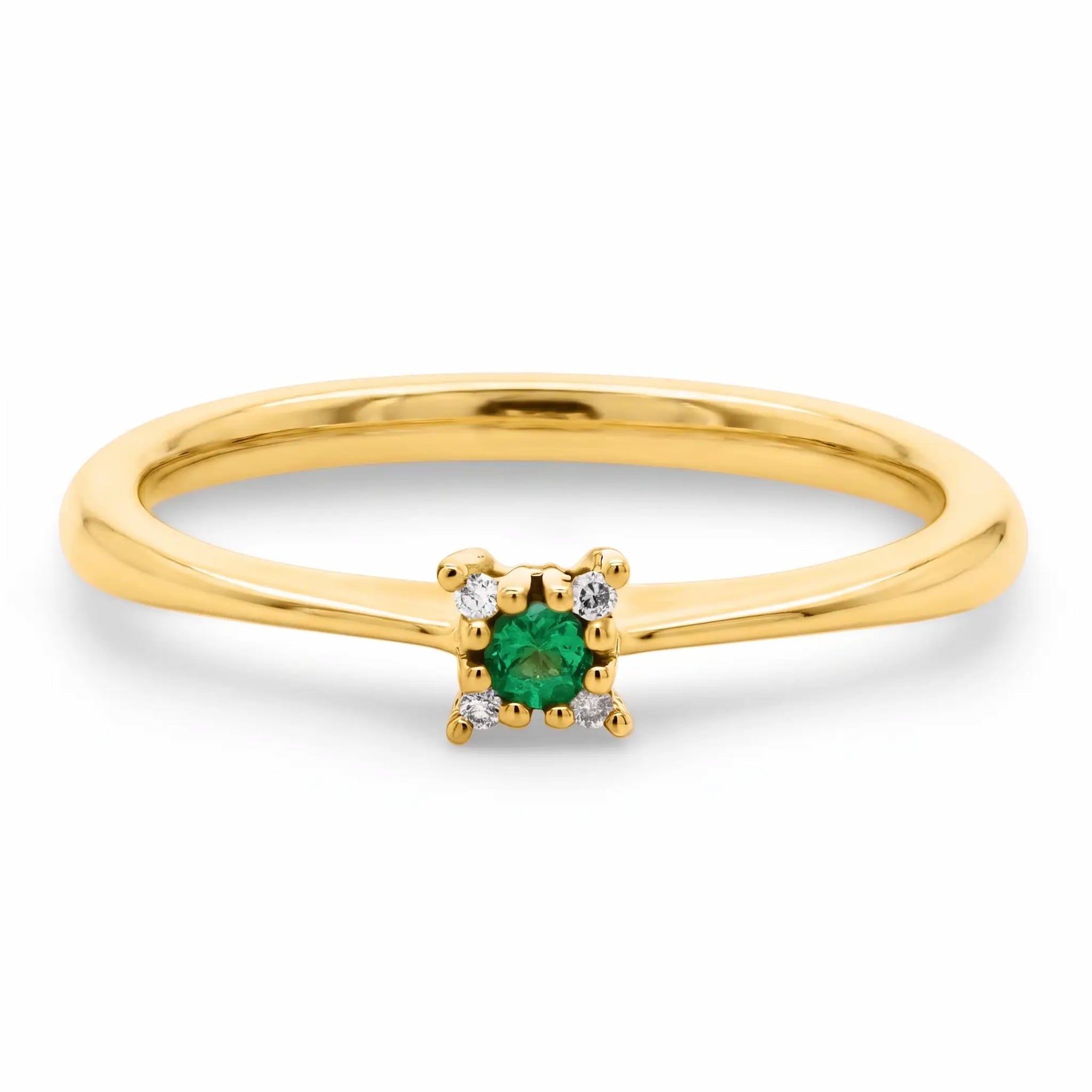Wilma smaragdring i 18 karat guld med 0,01 carat hvide diamanter og 0,04 carat grøn smaragd